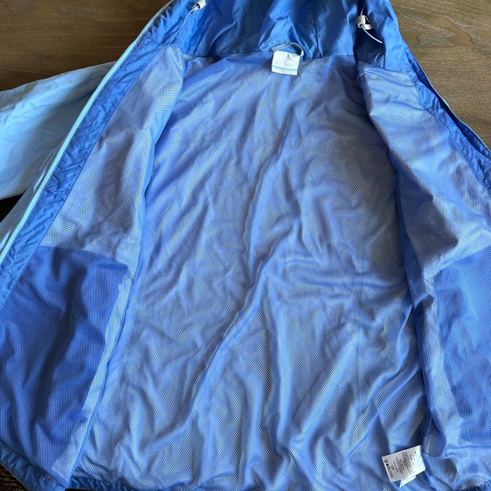 Columbia Omni-Tech Rain Jacket Womens Lg Blue Waterproof Hooded Shell Gorpcore - Picture 12 of 12